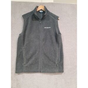 Columbia Men's Fleece Vest Gray Full Zip Size S Outdoor Hiking Layer Sleeveless